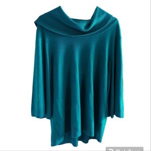 Teal Cowl Neck Sweater